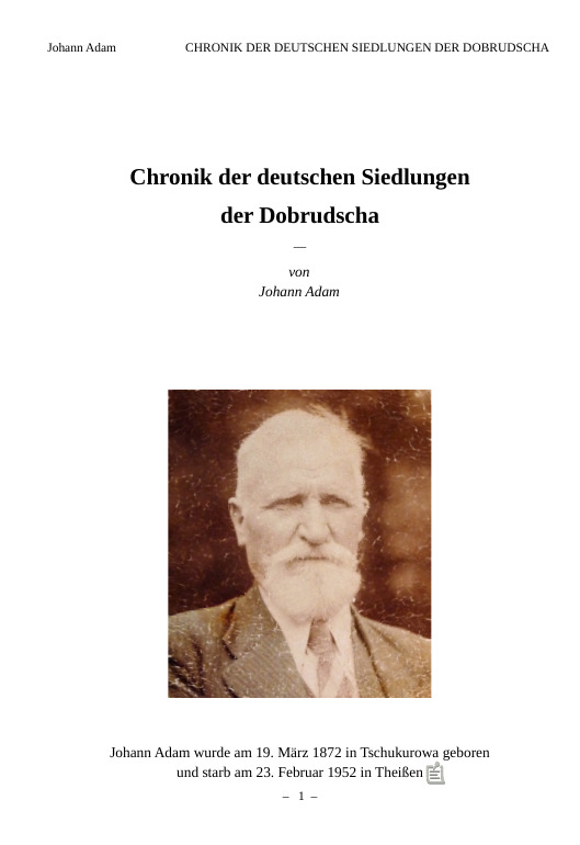Titelbild: Dobrudscha Chronik von Johann Adam