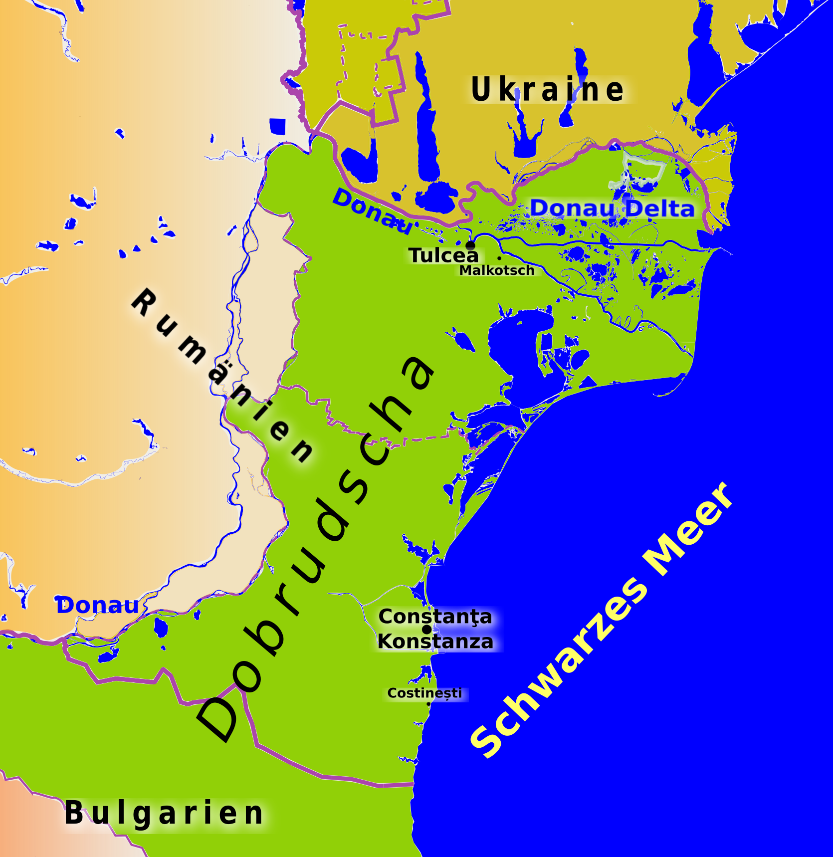 Übersichtskarte der Dobrudscha